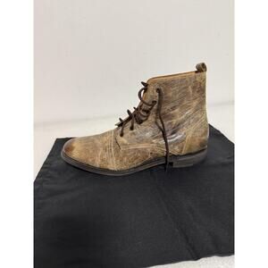 J.D. Fisk Boots Mens Size 9 Brown Distressed Leather Lace Up Ankle Casual Shoes
